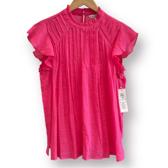 💐 Nanette Lepore Fuchsia Flutter Sleeve Blouse NWT - Picture 7 of 10